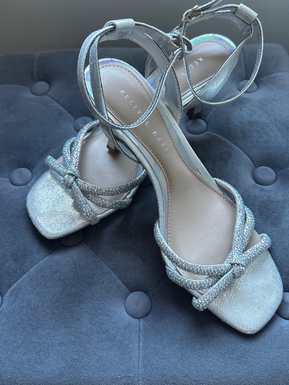 KELLY & KATIE Silver Embellished KELLY & KATIE Silver Embellished Heeled Sandals